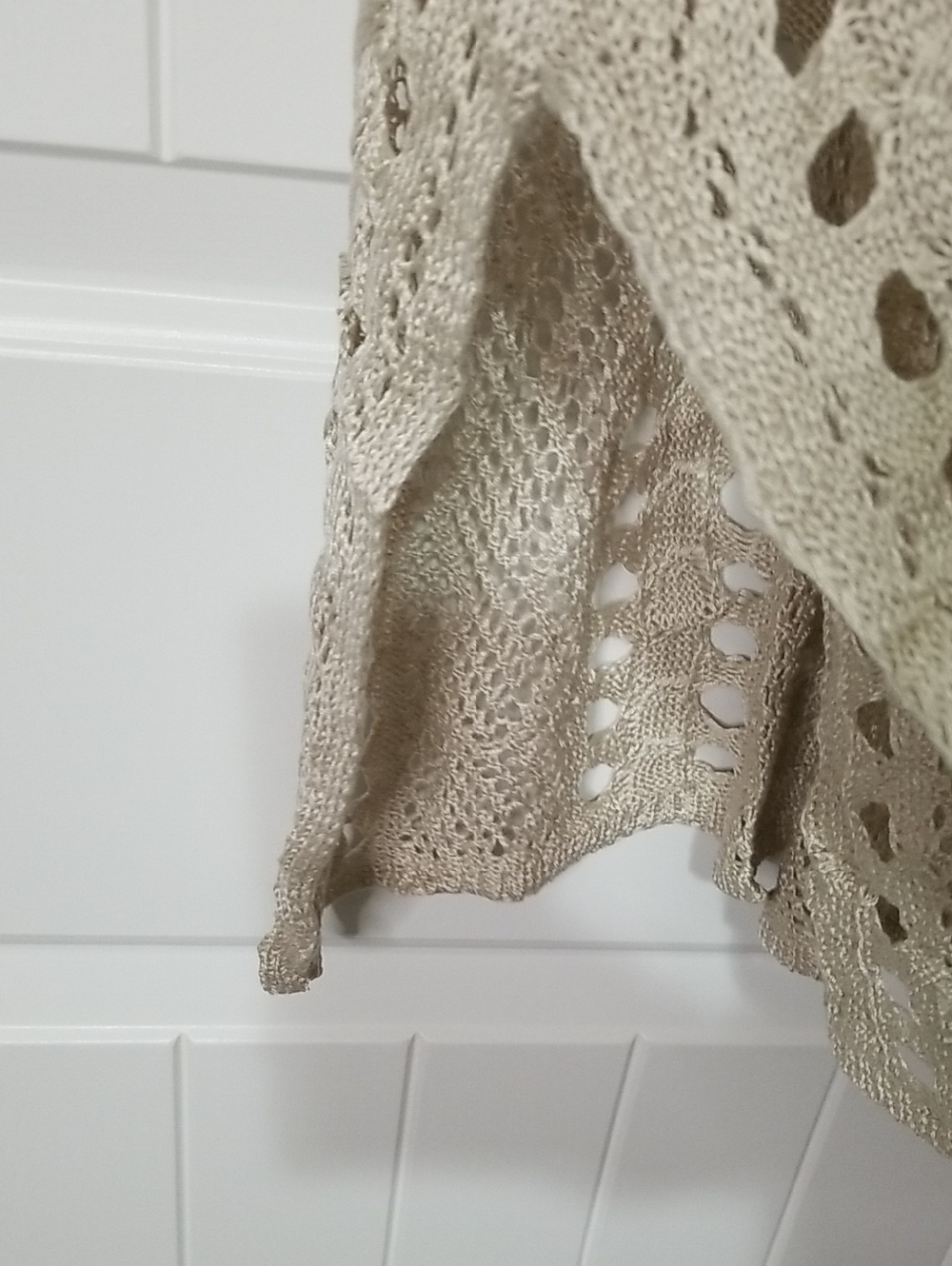 Crochet Spaghetti Strap Cover-Up Dress in Natural Khaki Size Large NWT - Picture 7 of 8